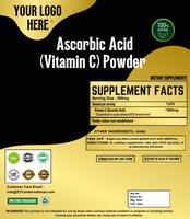 Poudre d'acide ascorbique (vitamine C) 100 % pure, extrait de plantes sauvages, complément alimentaire de qualité alimentaire, emballé sous vide, antioxydant haute puissance