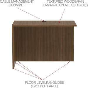Alera VA354224WA Valencia Series 42 X 23-5/8 X 29-1/2 Bureau de direction moderne en noyer avec coque de retour/pont réversible - Product Image 4