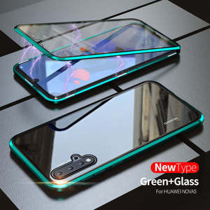 Boîtier en verre trempé Double face 360 <span class=keywords><strong>pour</strong></span> <span class=keywords><strong>Huawei</strong></span> Nova 4/5, <span class=keywords><strong>coque</strong></span> en métal magnétique - Product Image 1