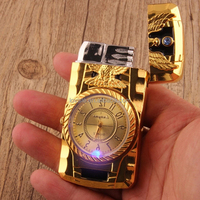 Vialovisble Tech — briquet à gaz en métal doré, coupe-vent, torche, Jet, Butane, Cigarette, montre d'ange à Quartz, cadeau d'anniversaire de pères