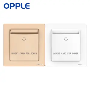 OPPLE Hotel Interruptores de pared ignífugos Botón Oro Blanco Protección de electricidad Llave de tarjeta eléctrica para el hogar para interruptor de alimentación