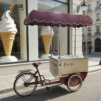 Chariot de vente ambulante pour glaces, chariot à glaces, tricycle mobile pour la vente de glaces, fruits, café, chariot de vente ambulante, vélo cargo avec parasol