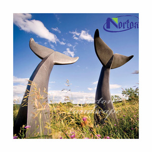 Sculture di animali in metallo da giardino all'aperto grande statua in bronzo con coda di balena in bronzo - Product Image 3