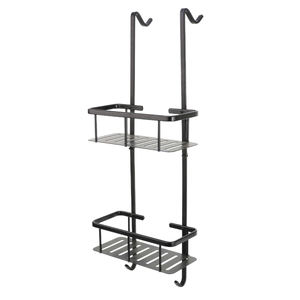 SANIPRO <span class=keywords><strong>prix</strong></span> usine étagère de salle de bain en aluminium noir mat sans perçage suspendu sur le support de rangement de porte de salle de douche - Product Image 6