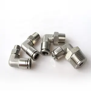 304 Stainless Steel Pneumatic Push Right Angle Thread Corrosion Resistance High Pressure Temperature One Touch Tube Fit