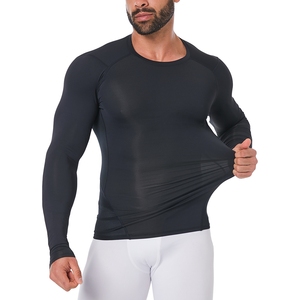 Black <b>Compression</b> Shirts Base Layer Polyester Workout Men Fitness Long Sleeve Mens - Product Image 4
