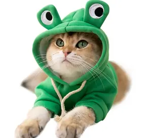 Produk hewan peliharaan penjualan laris 2023 pakaian kucing lucu Hoodie anjing hangat katun sweter hewan peliharaan hangat katak pisang Apple lucu untuk anak anjing