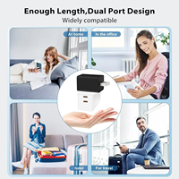 Chargeur rapide 45W PD 3.0 GaN ignifuge à double port Type-C OTP, prise US, certifié ETL/FCC, écologique pour ordinateurs portables et montres connectées