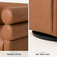Fauteuil pivotant en cuir pleine fleur Tan, fauteuil d'appoint rembourré pour salon, personnalisable OEM ODM