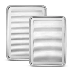 Cheaper Price Cookie Sheets Pans Trays Rectangular Stainless Steel Baking Tray For Oven