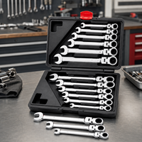 Jeu de clés à douille impériales doubles 8-19 mm, 12 pièces, en acier au chrome-vanadium durable, boîte de rangement, kit d'outils manuels OEM pour bricolage, usage domestique et garage, incluant