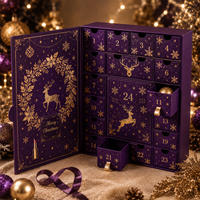 Boîte de calendrier de l'avent de Noël personnalisée, emballage de luxe pour 24 jours de compte à rebours, pour cadeaux, chocolat, soins de la peau