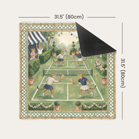 Nouvelle Arrivée Tapis de Mahjong Américain Léopard Style Preppy, Tapis de Jeu de Court Vert Vintage Antidérapant et Imperméable, Vente Directe Usine
