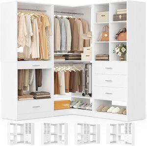 Organisateur de garde-robe avec tiges de suspension, rangement pour chaussures et <span class=keywords><strong>kit</strong></span> anti-basculement extensible et facile à installer, blanc - Product Image 3