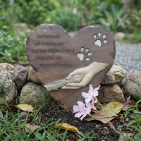 Pierre commémorative pour animaux de compagnie en résine texturée rose avec empreinte de patte, marqueur de sépulture, plaque commémorative de jardin