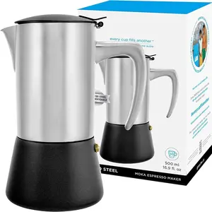 FREE SAMPLE Stainless Steel Stove top Espresso Maker Mocha pot Cuban Italian Coffee maker for Induction gas or electric stoves