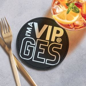 Sous-verre rond en cuir PU antidérapant et résistant à la chaleur, vierge, pour bar, maison, restaurant - Product Image 1