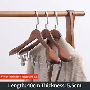 High Quality Luxury Durable Custom Heavy Duty Non-slip Velvet And Wooden Clothes Coat Hanger With Suit