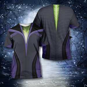 Maglietta Costume da Maga Oscura Nera Viola Verde Neon Fantasia Cosplay Halloween - Product Image 1