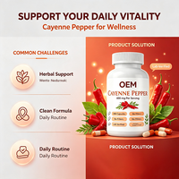 Capsules de piment de Cayenne à marque privée OEM, 350 unités, 150 mg, extrait 10:1, complément alimentaire