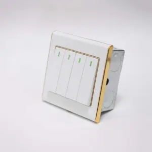 F70 Range 4 Gang Switch White Color Panel Golden Electroplated Ring Plastic Plate 86 Plate