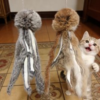 Jouets pour chats en forme de pieuvre en peluche avec pompon et boules de fourrure douce pour accrocher et stimuler les chats