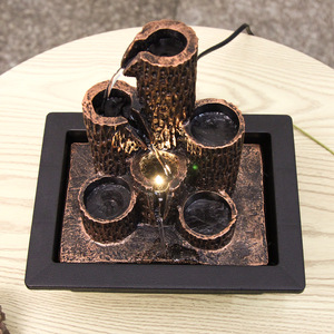 น้ำพุตั้งโต๊ะงานฝีมือชุนซาน ทำจากเรซิ่น พร้อมไฟส่องหลัง ตกแต่งสำนักงานตามหลักฮวงจุ้ย รูปทรงสี่เหลี่ยมผืนผ้า ใช้ไฟฟ้า - Product Image 4