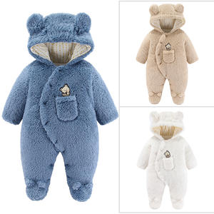 Vêtements pour bébés nouveau-nés, barboteuse <span class=keywords><strong>en</strong></span> polaire épaisse et chaude pour l'automne, à manches longues, avec fermeture éclair bidirectionnelle, personnalisable <span class=keywords><strong>en</strong></span> gros, 0-3 <span class=keywords><strong>mois</strong></span> - Product Image 1