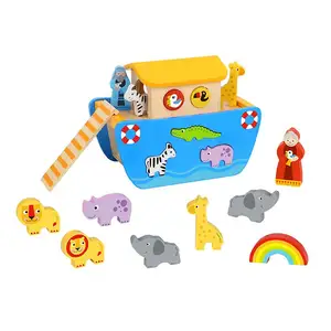 2024 New Design Noah's Ark kids Wooden ship Toy Educational toy