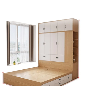 Lit tatami en bois massif sur mesure avec cadre bas et unités de rangement intégrées pour chambres modernes - Product Image 2