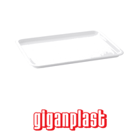 Plateau alimentaire rectangulaire en plastique 36 × 25 × 2 h cm H Plastique blanc pour aliments Giganplast
