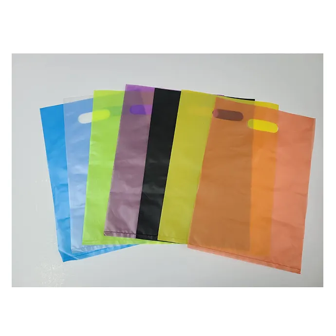 Hot sale printed heat seal custom pack ldpe bag die cut plastic bag with handle