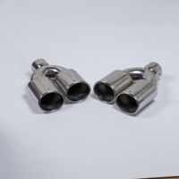 Punta de Escape Doble Ovalada de 81 mm, Forma de Y, Borde Enrollado, Cromado Pulido, Acero Inoxidable, Punta de Silenciador Doble, Tubo de Escape para Automóvil, Tuning