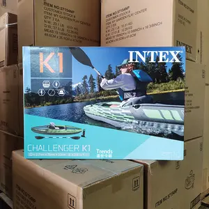 Intex 68305 도전자 K1 한 사람 풍선 카누 뗏목 Oar 손 펌프 바다 카약