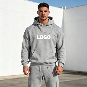 ชุดฮู้ดดี้ครอปผู้ชาย ปักลาย 3 มิติ ล้างสีแบบแอซิด ประดับเพชรเทียม 560GSM ชุดฮู้ดดี้และกางเกงขายาวสำหรับผู้ชาย กางเกงจ็อกกี้ขากว้างทรงหลวม - Product Image 2