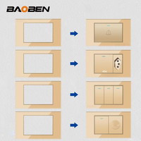 BAOBEN Interrupteur DIY Or à Combinaison Libre Norme Brésil Italie USA UE 118mm*72mm