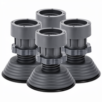 Pack de 4 patins anti-vibration durables BIT, plateaux de sol antidérapants en caoutchouc, pieds réglables en hauteur pour machines à laver et réfrigérateurs (4 pièces)