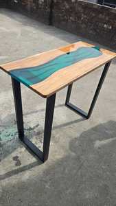 Designer Green & Beige Epoxy Resin <b>Table</b> – Luxury Handmade Furniture for <b>Dining</b>, Office & Living Room - Product Image 4