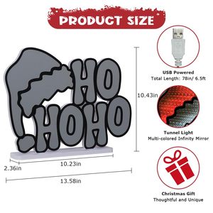 Nueva Decoración Navideña 2026, Luz LED con Espejo Infinito, Espejo Abisal 3D de Mil Capas, Gorro de Santa Claus Personalizado <span class=keywords><strong>HOHOHO</strong></span> para Decoración Navideña - Product Image 2