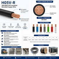 H05V-R PVC-Kupfer-Gebäudekabel 300/500V Einadriges Verseiltes Starres Elektrokabel