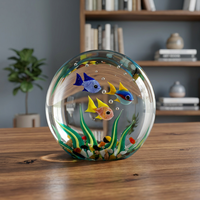 Petite figurine d'oiseau colorée en verre artisanal Tiny Glass World, style Art Déco, en verre de Murano, vase mural multifonctionnel pour salon et maison