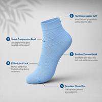 Chaussettes de sport en bambou en gros, à compression, avec soutien spirale de la cheville, respirantes, séchage rapide, marque privée, OEM, en vrac