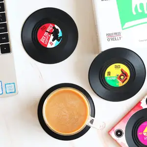 Music Coasters With Vinyl Record Payer Holder For Cups