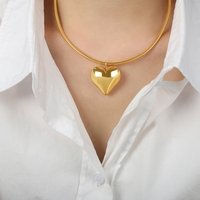Collier pendentif cœur Hip Hop, bijoux de mode pour femmes, collier en acier inoxydable chromé