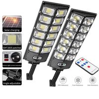 أضواء شمسية خارجية 504/336/252 LED مقاومة للماء IP65 من البلاستيك ABS مع مستشعر حركة للحدائق والجدران والساحات والشوارع مع جهاز تحكم عن بعد
