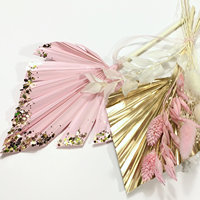 Every Love PALM SPEAR TOPPER pour gâteau, fleurs séchées pour gâteau, décoration de gâteau dorée rose, bouquet de palmier scintillant rose doré