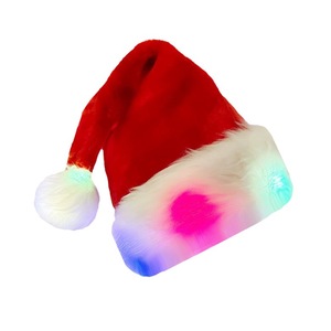 Chapeau de Père Noël en peluche lumineux avec lumières clignotantes pour décorations de Noël - Product Image 5