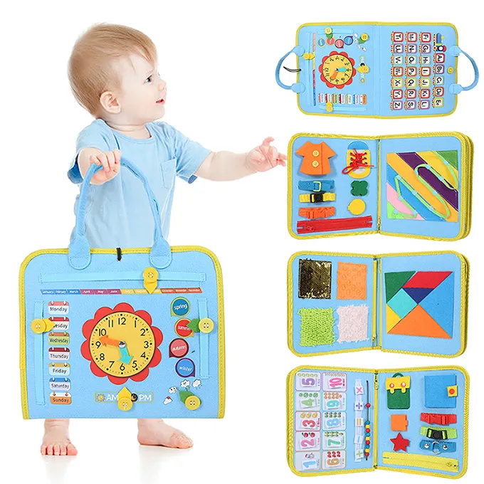 Sensory Activity Toddler Busy Board Sensory Toy Multi Activities Felt Busy Board for girls boys gift