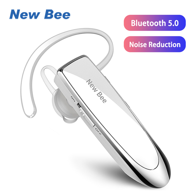 New Bee 24Hrs Handfree Bluetooth 5.0 Wireless Headset Single Earbuds Hands Free Ear Hook Earphones Headphones for Cell Phones