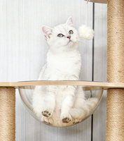 Tour pour chat en bois Ustovian, grand arbre à chat avec niche confortable, griffoir multi-étages, mobilier pour animaux de compagnie pour chats d'intérieur